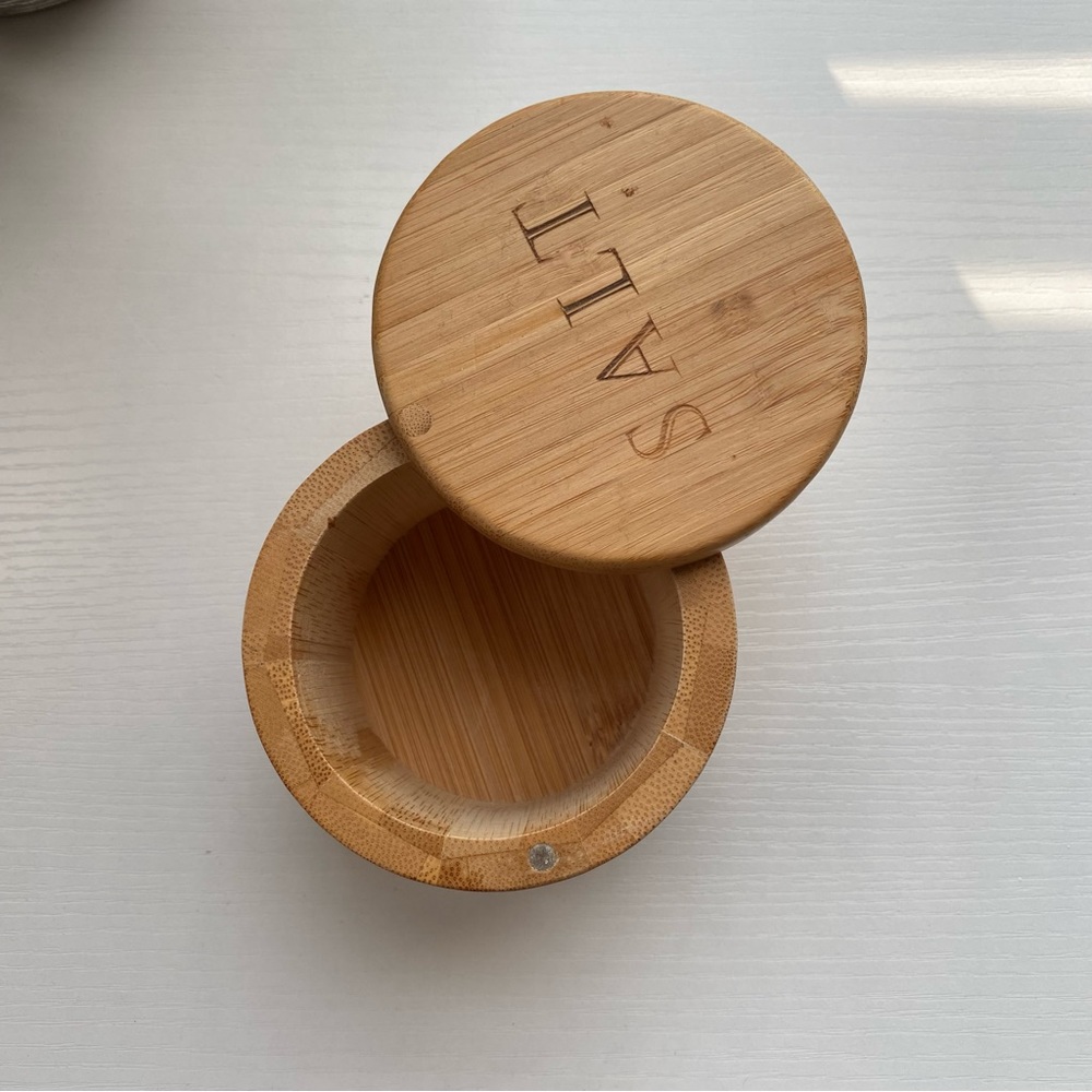 Salt holder container with magnetic swivel top